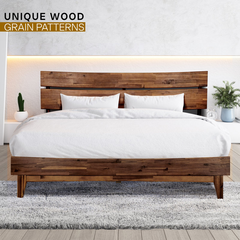 Acacia Aurora Solid Wood Bed Frame with Headboard & Reviews Wayfair